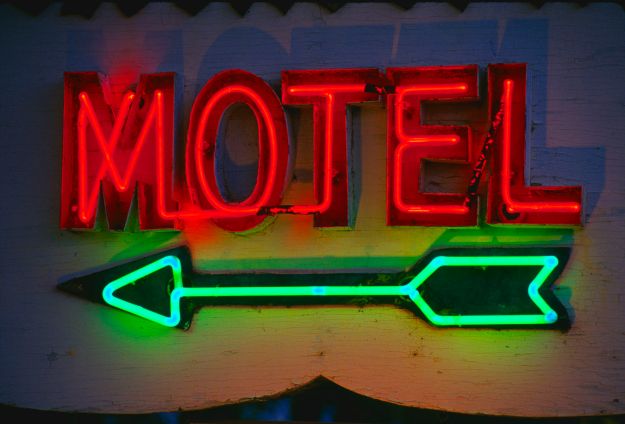Neon Motel Sign and Arrow